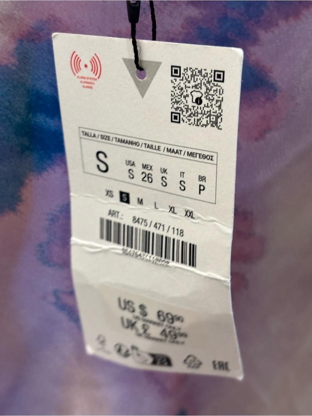 NWT Zara Blush Maxi Slip Dress with Blue-Purple Tie dye Floral Print- S - Picture 10 of 11